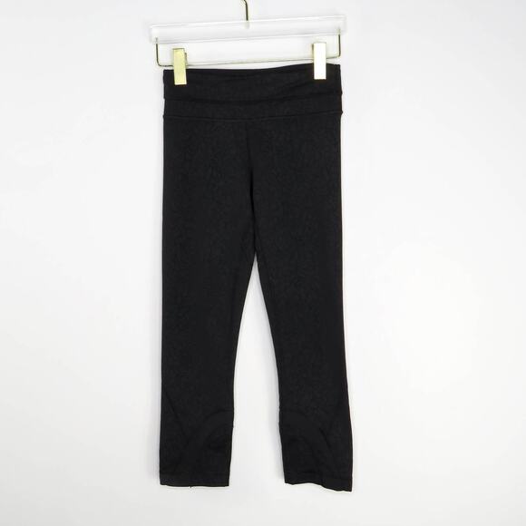 Lululemon Run Inspire Crop II Lululemon Black Cropped Leggings Floral Size 2 - Picture 2 of 11